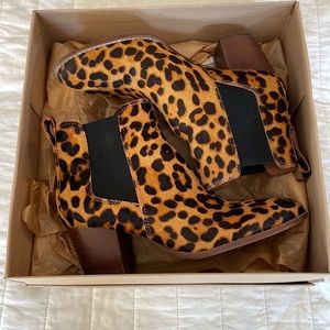 Madewell leopard print calf hair ankle booties